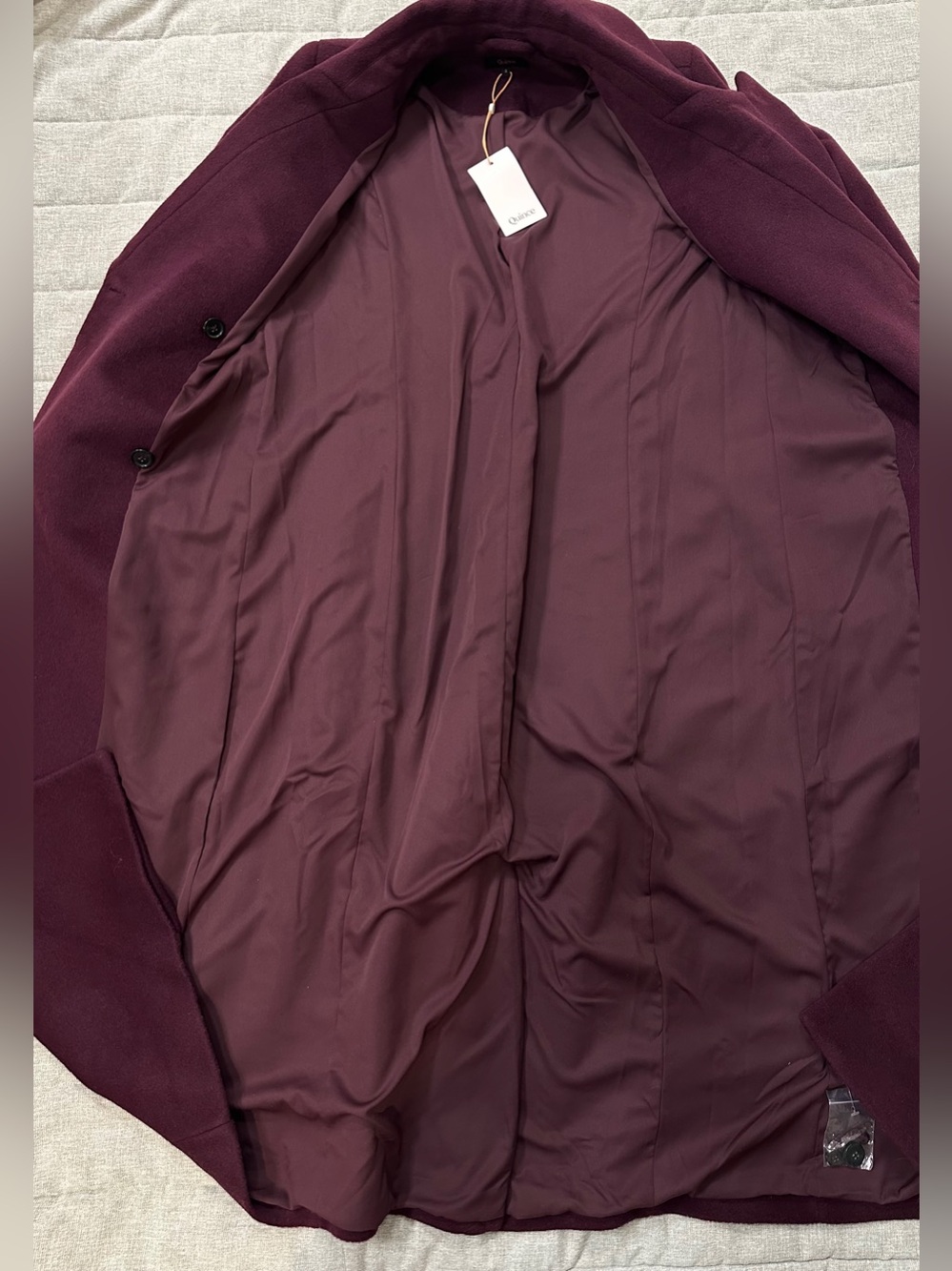NWT Quince Women’s S Wool Cashmere Tailored Long Coat Burgundy - Picture 8 of 11